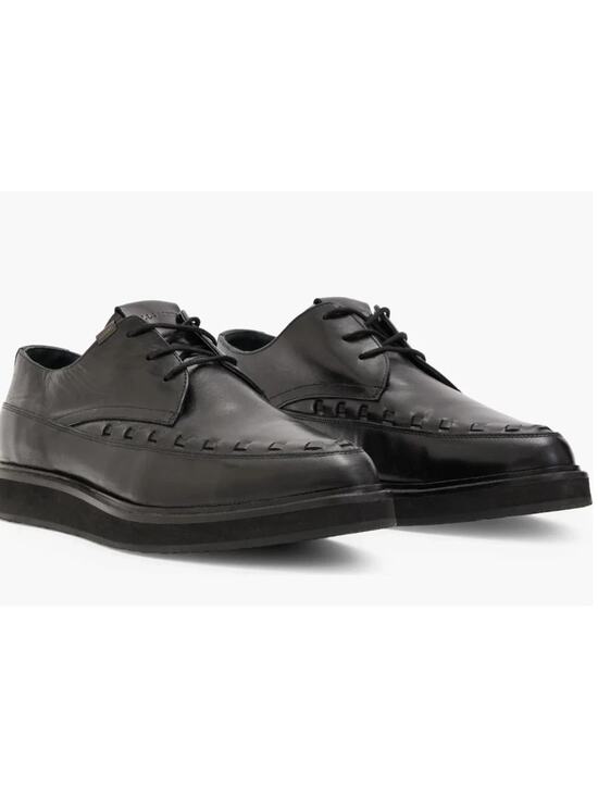 All Saints Men\'s New Black Topper Woven Leather Derby Size US 13 / EUR 46 $349 main image 6
